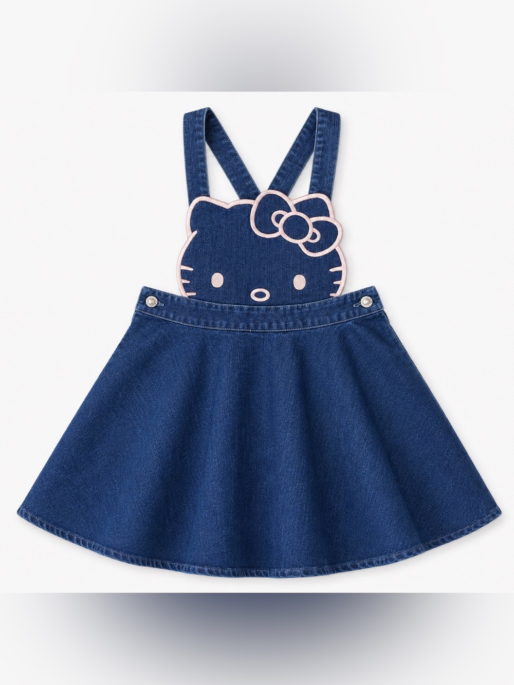 Hello Kitty Denim Pinafore Dress Girls Kawaii Y2K Skater Overall Dress